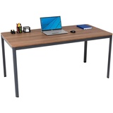 furni24 Schreibtisch D-Profil Nova 160x80x75cm, Nussbaum, Einfache Montage, Arbeitstisch, Bürotisch, Küchentisch, Esstisch, Druckertisch Büro-Möbel Computertisch Gaming-Tisch Mehrzwecktisch