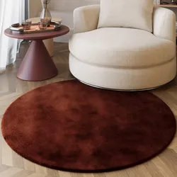 Hochflor-Teppich ESPRIT "Alice Kunstfell", rot (bordeaux), H:25mm Ø:200cm, Kunstfaser, Teppiche, Kaninchenfell-Haptik, besonders weich und dicht, für alle Räume