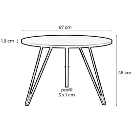 Möbel Kraft Couchtisch Weiß Holz Rund 67 x 45 cm