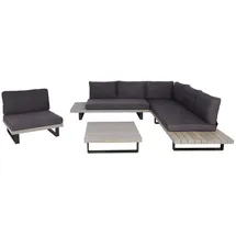 MCW Garten-Garnitur H54 4er-Set Grau Polster Dunkelgrau