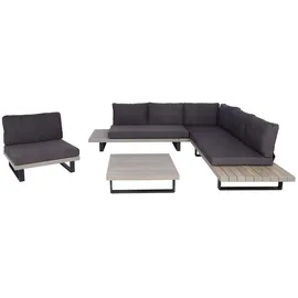 MCW Garten-Garnitur H54 4er-Set Grau Polster Dunkelgrau