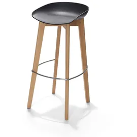 Essentials Keeve Barhocker schwarz niedrig, birkenholz gestell und kunststoff sitzfläche, 53x47x90cm (BxTxH), 506F03SB