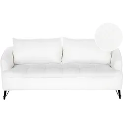 Sofa HOBRO Bouclé Weiß 3-Sitzer