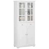 SoBuy Buffet FSB76 Hochschrank mit 2 Schubladen 2 Türen 80 x 40 x 180 cm Weiß