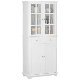 SoBuy Buffet FSB76 Hochschrank mit 2 Schubladen 2 Türen 80 x 40 x 180 cm Weiß