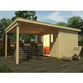 Weka Schiebetürhaus 225 A 5,9 x 2,99 m natur inkl. Anbaudach