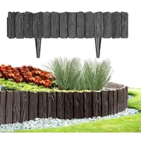 Pullmer Beeteinfassung, Beetumrandung Kunststoff, Rasenkante, Gardenzaun, Palisadenzaun, umrandung Garten, holzoptik (11,5 m; Anthrazit)