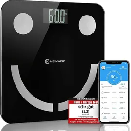 HEIMwert Körperfettwaage Körperanalysewaage Personenwaage mit Bluetooth APP und wiederaufladbarem USB Akku digital