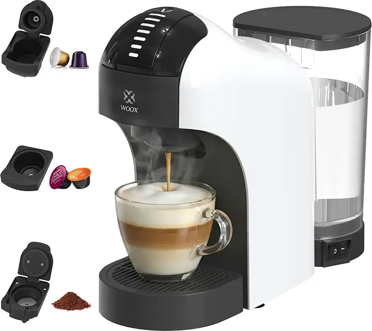 WOOX MX0246 Kaffeemaschine 1400W 20 bar 7-stufig einstellbare Kaffeemenge 3 Kapselhalter (Kaffeepulver / Dolce Gusto / Nespresso)
