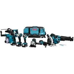 Makita 18 Volt Kombi-Set zum (Schlag-)Schrauben, (Schlag-)Bohren, Schleifen, Sägen und Montieren, mit Multitool
