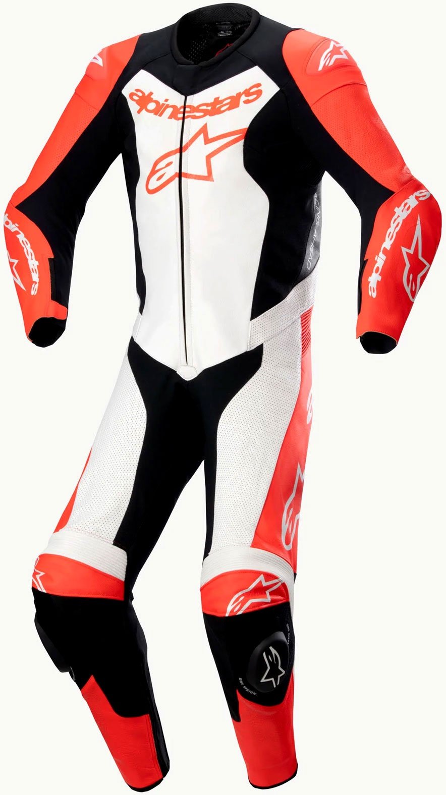 Alpinestars GP Force Lurv, Lederkombi 1tlg. perforiert - Neon-Rot/Weiß/Schwarz - 52