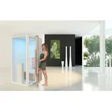 Infrarotkabine WELCON® Easytherm Solo - Sauna für eine Person - Tür bei Draufsicht in die rechte Seitenwand integriert (wie ildung)