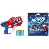 Nerf DinoSquad Raptor-Slash Blaster, 6-Dart Rotationstrommel, Schnellfeuer, 6 Darts & Hasbro F0040EU5 Nerf Elite 2.0 20er Dart Nachfüllpackung – enthält 20 Nerf Elite 2.0 Darts