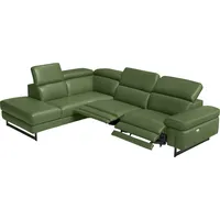 Egoitaliano Ecksofa "Candice, elegant, edel und bequem, erstklassiger Sitzkomfort, L-Form", grün (sprite), B:278cm H:100cm T:221cm, Leder »CAREZZA« (Rindsleder). Halbnarbiges Naturleder mit einer Dicke von 1, 2-1, 4 mm.