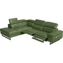 Egoitaliano Ecksofa "Candice, elegant, edel und bequem, erstklassiger Sitzkomfort, L-Form", grün (sprite), B:278cm H:100cm T:221cm, Leder »CAREZZA« (Rindsleder). Halbnarbiges Naturleder mit einer Dicke von 1, 2-1, 4 mm.