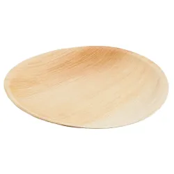 Greenbox Palmblatt Teller, rund, aus Palmblatt, Ø 23 cm, Runder Palmblattteller für Speisen kurz vor dem Verzehr, 1 Packung = 25 Stück