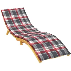vidaXL Sonnenliegen-Auflage Rot Karomuster 200x50x4 cm Stoff