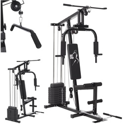 ArtSport Kraftstation ProfiGym 2000 Set mit Latzugstange, Butterflystange & Seilzug – 40kg Gewichte