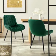 ML DESIGN modern liv 2er Set Esszimmerstühle Esszimmerstuhl mit Rücken- und Armlehnen, Dunkelgrün, Samt Sitzfläche, Metallbeine, Küchenstühle Küchenstuhl Wohnzimmerstühle Wohnzimmerstuhl Polsterstuhl Stühle