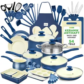 NutriChef Topf-Set 54-tlg. Pfannen + Töpfe + Küchenhelfer