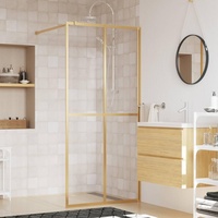 BAZZI Duschwand glas duschwand für dusche duschglaswand Duschwand Walk in Dusche Duschabtrennung Begehbare Dusche Duschtrennwand ESG Glas Glaswand-Gold-90 x 195 cm