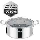 Homelux Topf 26cm 5,2L Edelstahl Kochtopf Induktion mit Wabenstruktur Beschichtete