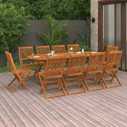 vidaXL 11-tlg. Garten-Essgruppe Massivholz Akazie