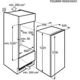 AEG TSK5O121DF Einbaukühlschrank (203 l, 1224 mm hoch)