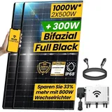 epp.solar Balkonkraftwerk 1000W Komplettset Photovoltaik Solaranlage 2x500W Bifazial Solarmodule mit APE 800W Wechselrichter und 3m Schukostecker