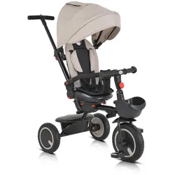 Byox Dreirad Tricycle Orion faltbar, PU-Reifen, drehbarer Sitz, Schiebestange beige