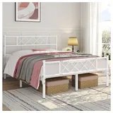 Yaheetech Bettgestell Metallbett mit Lattenrost, Bettrahmen mit Kopfteil, für Schlafzimmer, 90/140 cm (B) weiß