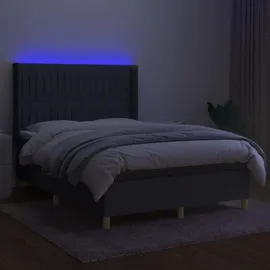 vidaXL Boxspringbett 140 x 200 cm Dunkelgrau