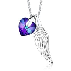 Elli Kette mit Anhänger Flügel Herz Schutz Kristalle 925 Silber, Flügel lila
