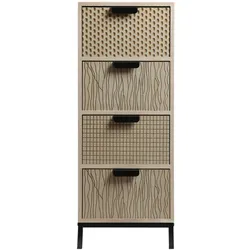 Rebecca Mobili Schmale Kommode mit 4 Schubladen aus Holz, braun