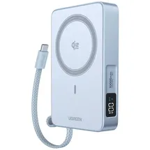 UGREEN PB773 MagFlow 10.000mAh 25W Magnetic Wireless Powerbank Qi2 integriertes 30W USB-C Schnellladekabel MagSafe-kompatibel silbe (65958B)