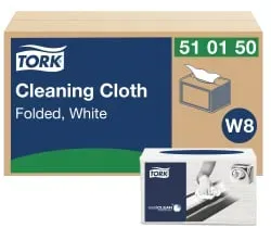 Tork Reinigungstücher W8 kompatibel, 38,5 x 32 cm, 1-lagig 510150 , 1 Paket = 8 Beutel à 55 Tücher