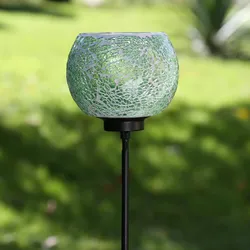 Windlicht Teelichthalter Deko Mosaik Gartenstecker Gartenstab grün