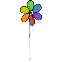 Relaxdays Windrad Blume, 2er Set, Blau,Grün,Schwarz