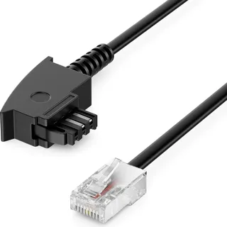 deleyCON 6m Routerkabel TAE-F auf RJ45 (8P2C) Anschlusskabel Kompatibel mit DSL ADSL VDSL Fritzbox Internet Router an Telefondose TAE - Schwarz