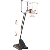 Vevor Basketballkorb Outdoor Basketballkorb mit Ständer 232–305 cm Höhenverstellbar, Tragbarer Basketballständer mit Rädern, Basketball-Set für Kinder & Erwachsene Ständer & Befüllbarer Basis Schwarz