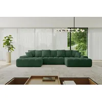 altdecor Ecksofa U-Form mit Schlaffunktion 3-Sitzer Grün