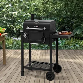 TAINO HERO Smoker klein BBQ Grillwagen Holzkohle-Grill Grillkamin Standgrill Räucherofen Grillrost