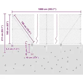 vidaXL Zaunpfosten 10 x 160 cm Silber/Stahl