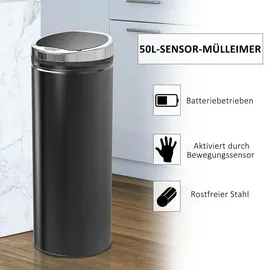 Homcom Sensor Mülleimer 50 l Schwarz
