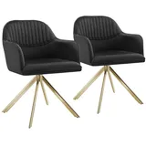 Tectake Drehstuhl Lona Samt schwarz/gold