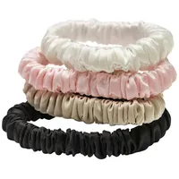 Lenoites Mulberry Silk Skinny Scrunchies Pink, Beige