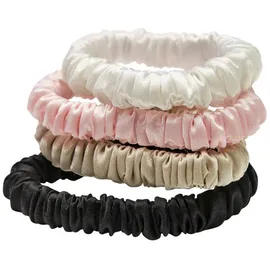 Lenoites Mulberry Silk Skinny Scrunchies Pink, Beige