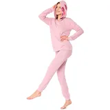 Ladeheid Damen Schlafanzug Zweiteiler Langarm Tierkostüm bunt Tiermotiv Verkleidung mit Kapuze LA40-238 (Rosa Schweinchen, XL) - XL