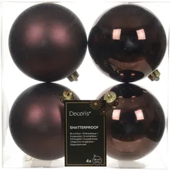 4 Weihnachtskugeln 10cm Kunststoff klassisch & bruchsicher Christbaumkugeln Weihnachtsbaumkugeln Christbaumschmuck Weihnachten Schwarze Trüffel
