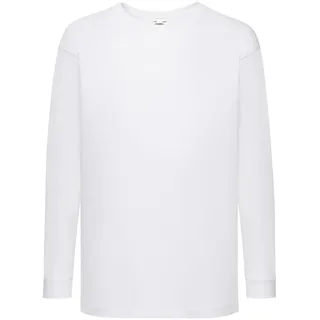 Fruit of the Loom - Valueweight Kinder Langarmshirt - White / 140
